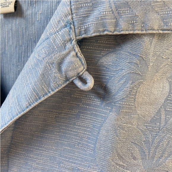 Vintage ISLAND SHORES Blue Floral Hawaiian 100% Silk Men’s Shirt Size L - Picture 15 of 17